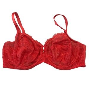 Wacoal‎ Coral Red  Floral Lace Unlined Underwire Bra WE119001SCT 36DD